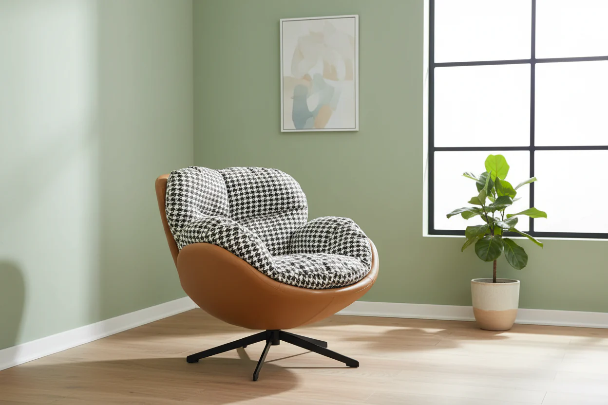 Houndstooth Haven Swivel Accent Chair - Image 2