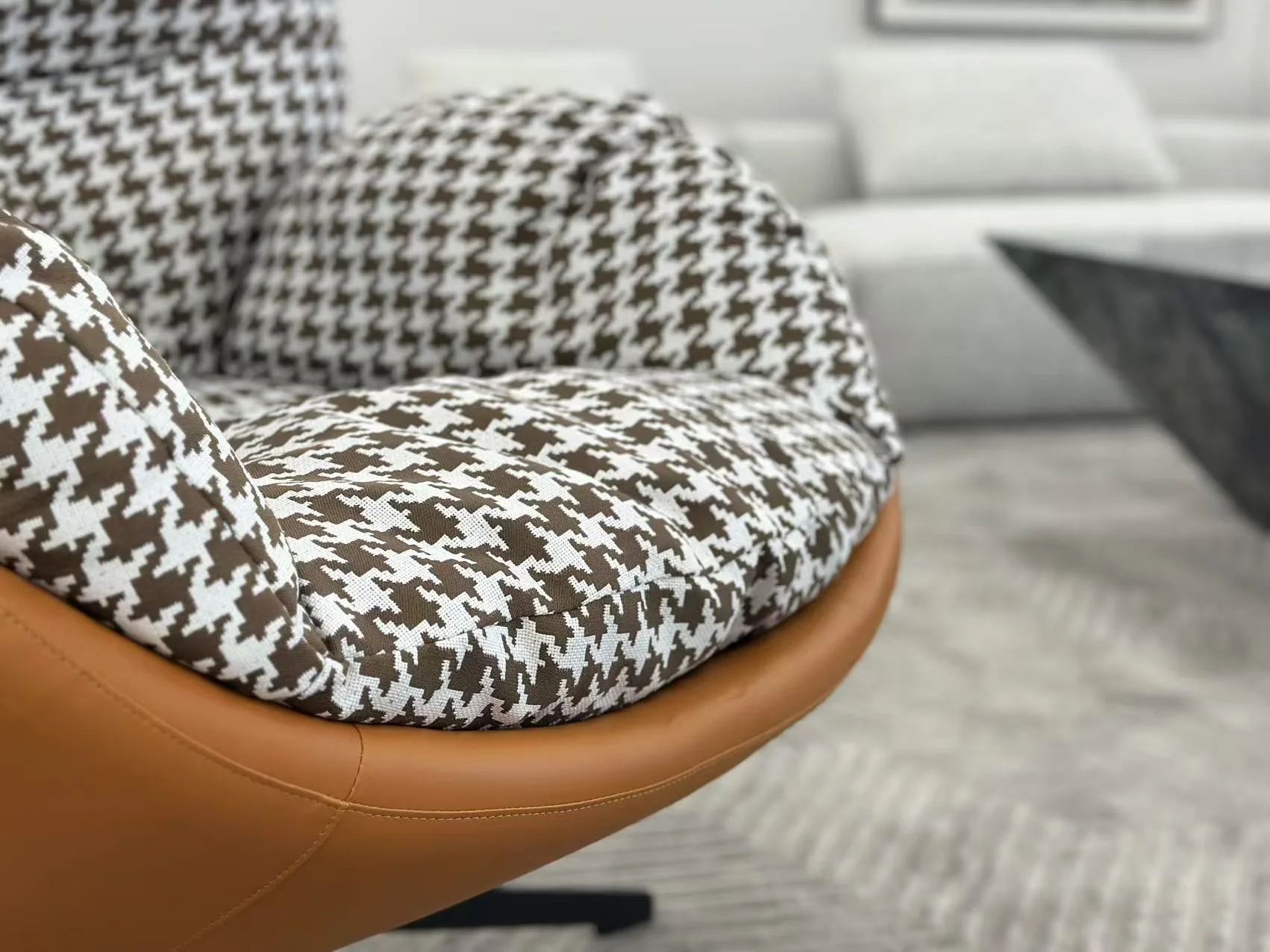 Houndstooth Haven Swivel Accent Chair - Image 6