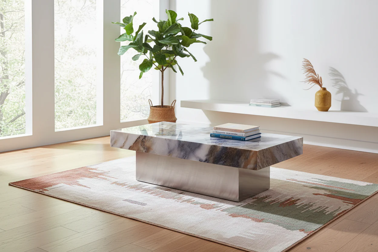 Ivory Sintered Stone Rectangle Coffee Table - Image 13