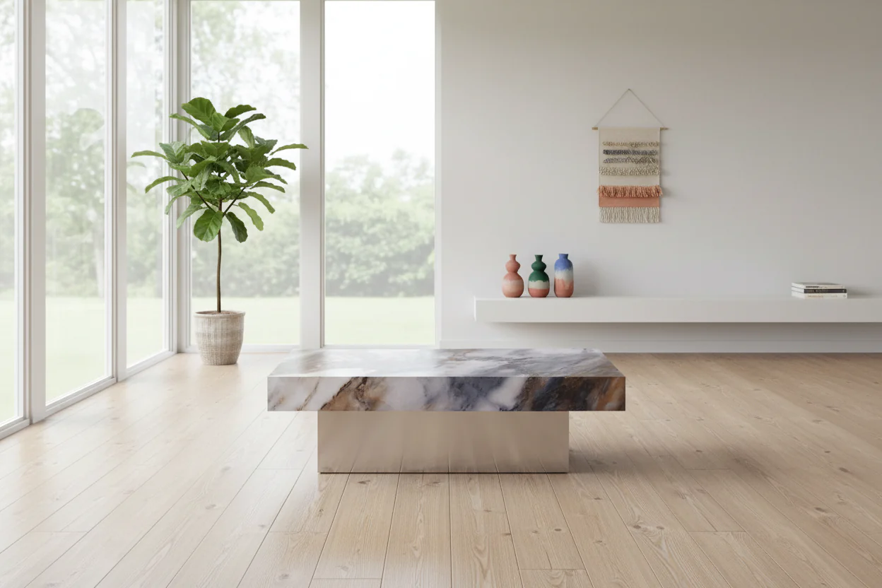 Ivory Sintered Stone Rectangle Coffee Table - Image 14