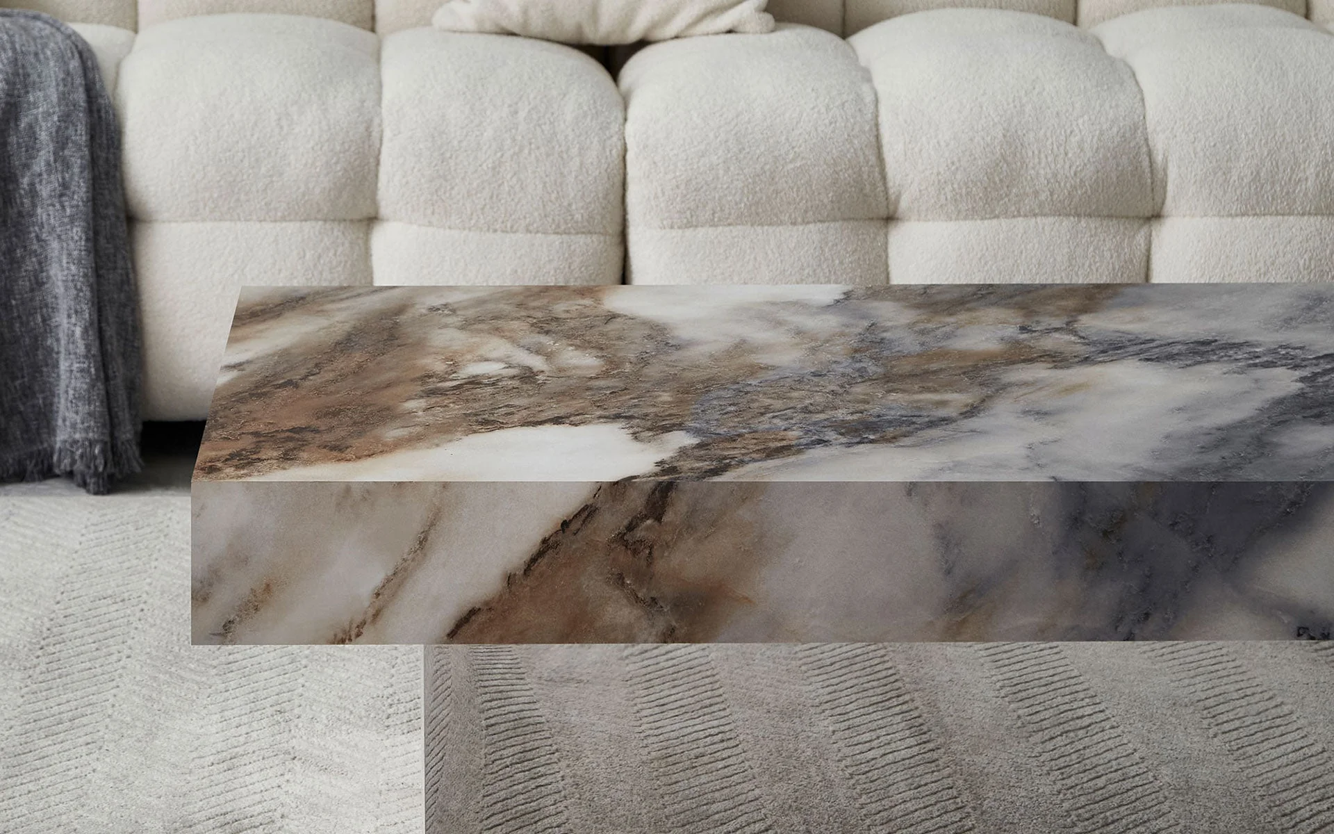 Ivory Sintered Stone Rectangle Coffee Table - Image 5