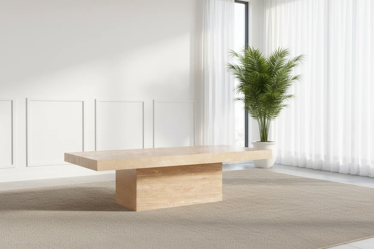 Larimar Travertine Rectangle Coffee Table - Image 4