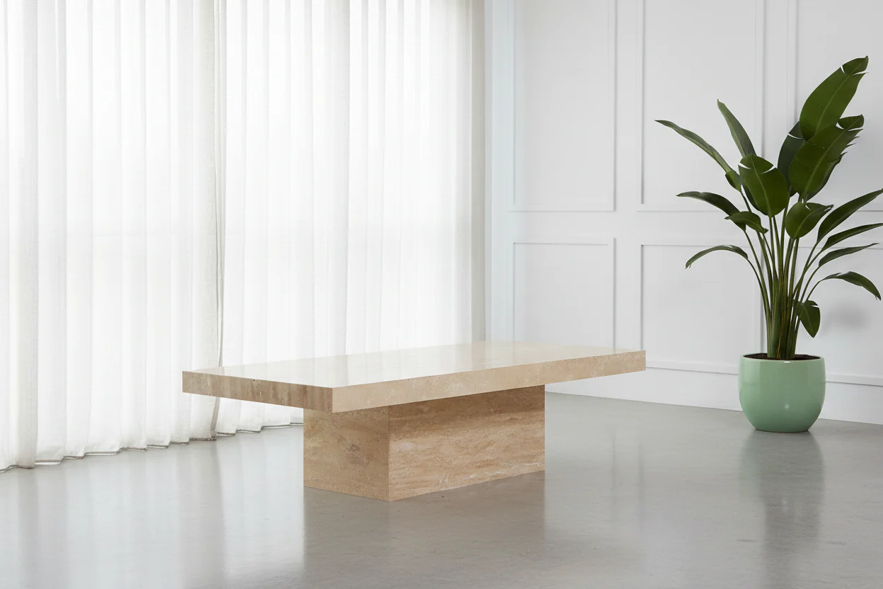 Larimar Travertine Rectangle Coffee Table - Image 7