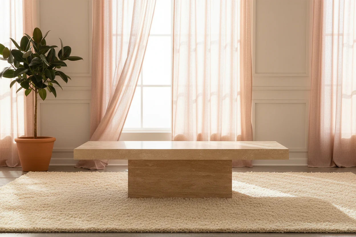 Larimar Travertine Rectangle Coffee Table - Image 8