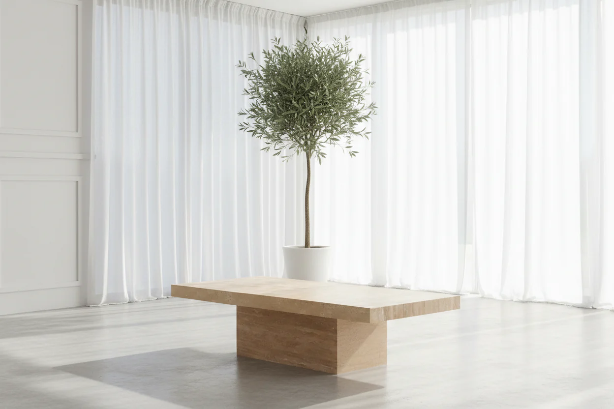 Larimar Travertine Rectangle Coffee Table - Image 9