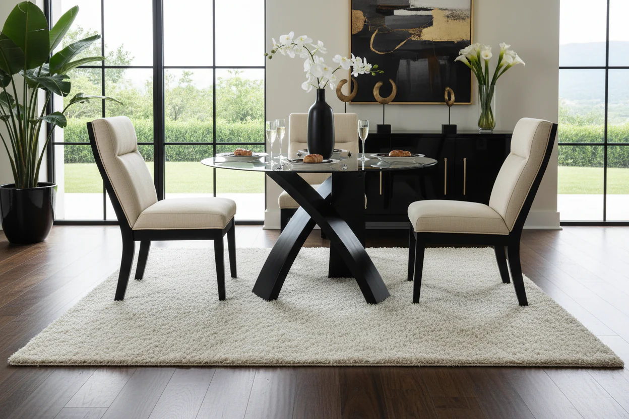 Jasmin Contemporary Glass Round Dining Table - Image 6