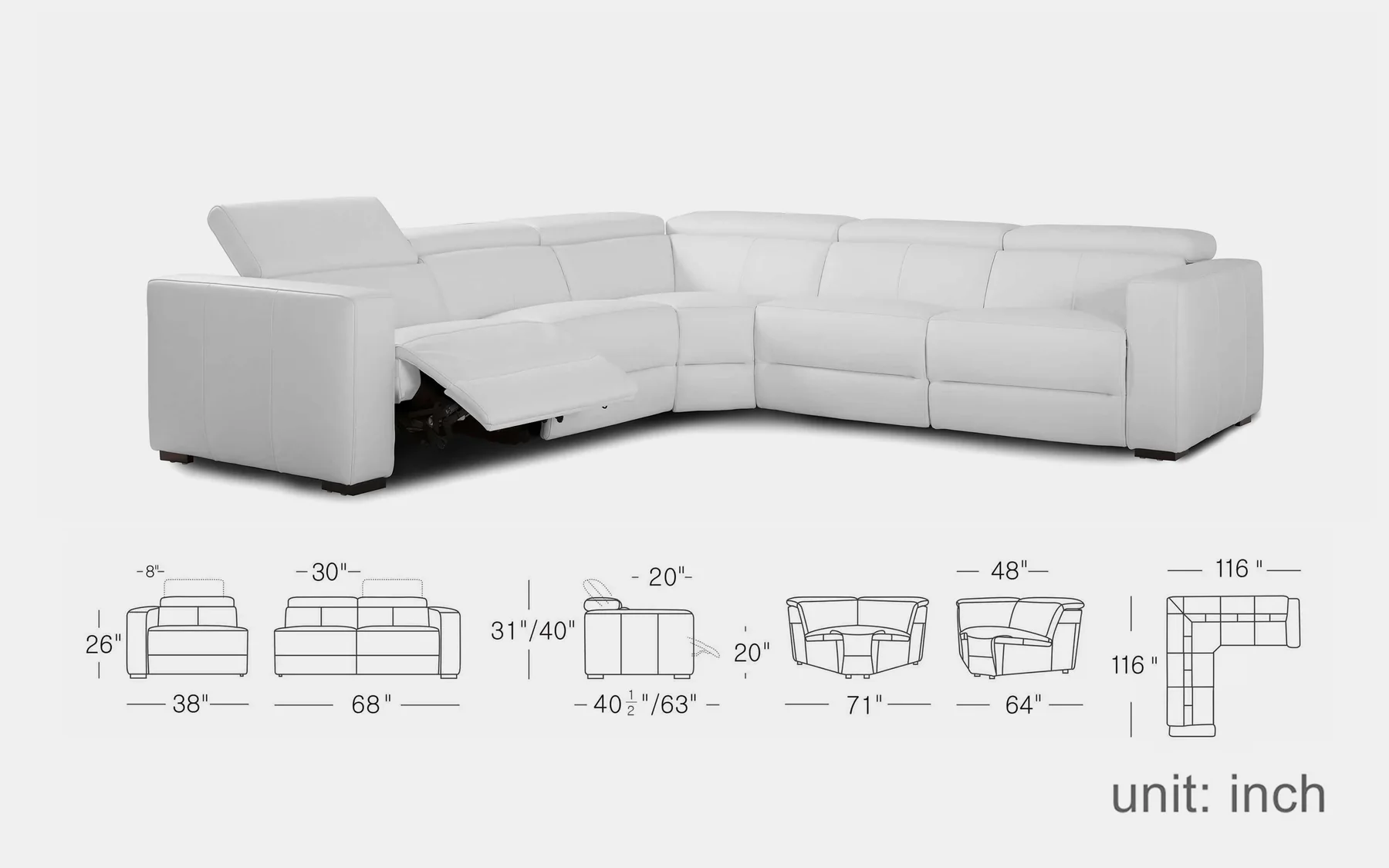 Jasmine 4pc Modern Motion Recliner - Image 3