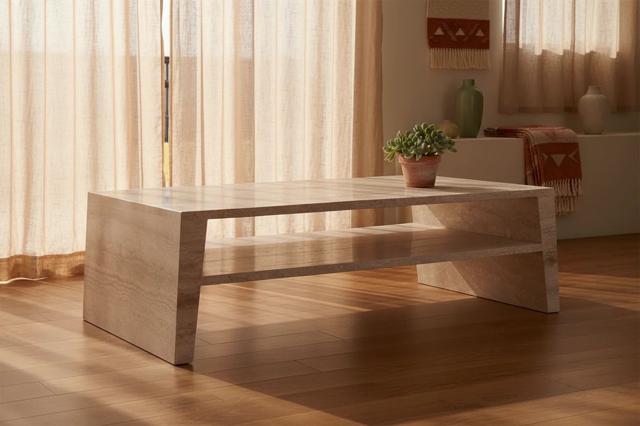 Jonquil Travertine Rectangle Coffee Table - Image 4