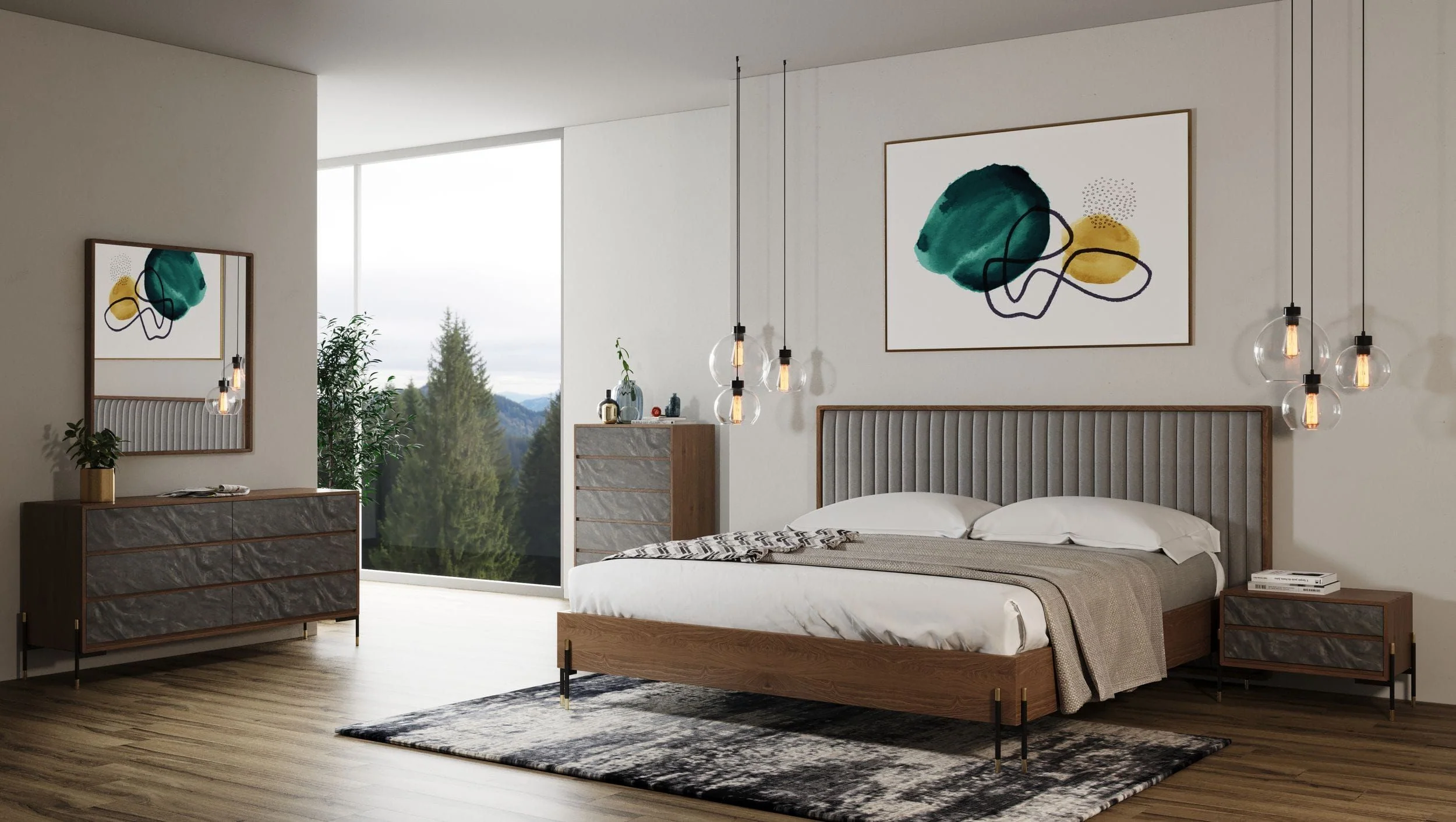 Mid-Century Modern Walnut Bedroom Set