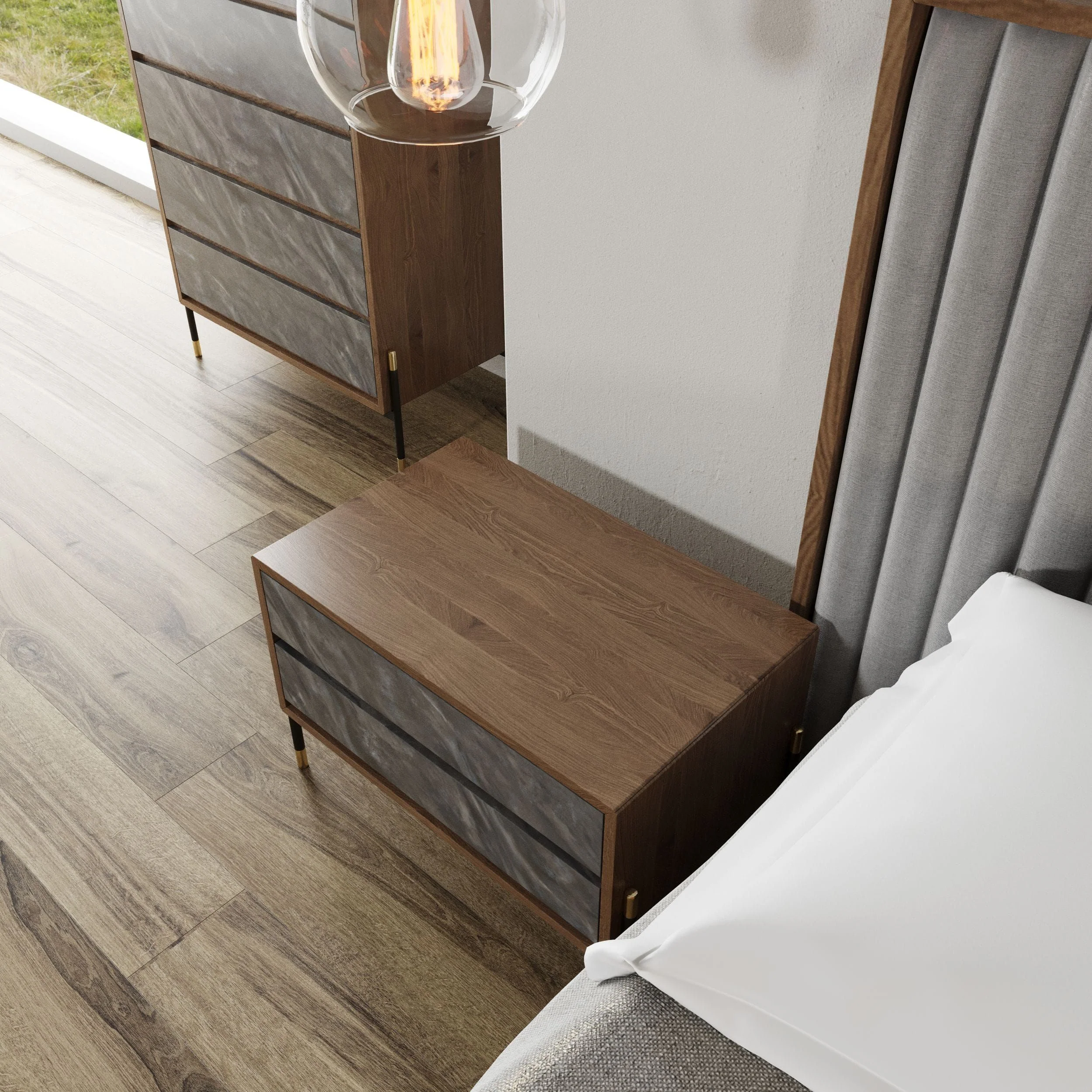 Mid-Century Modern Walnut Bedroom Set - Image 4