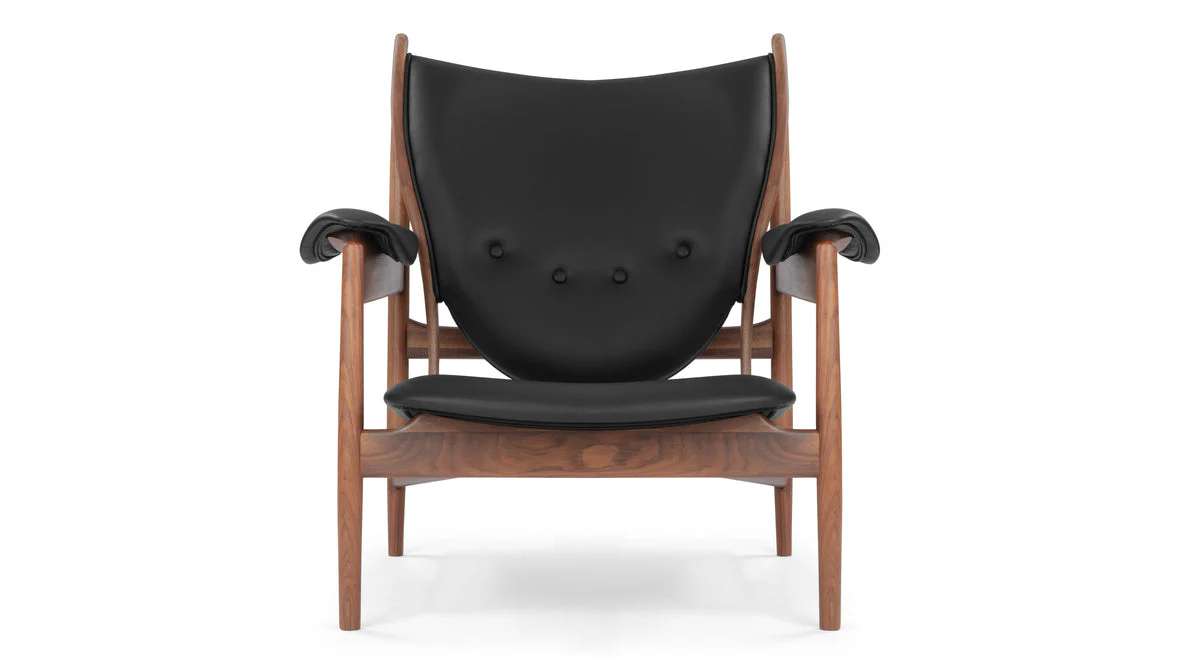Mid-Century Walnut Leather Armchair