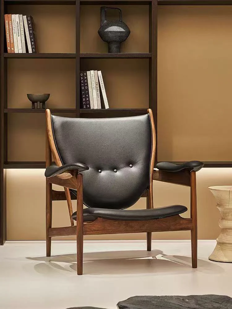 Mid-Century Walnut Leather Armchair - Image 2