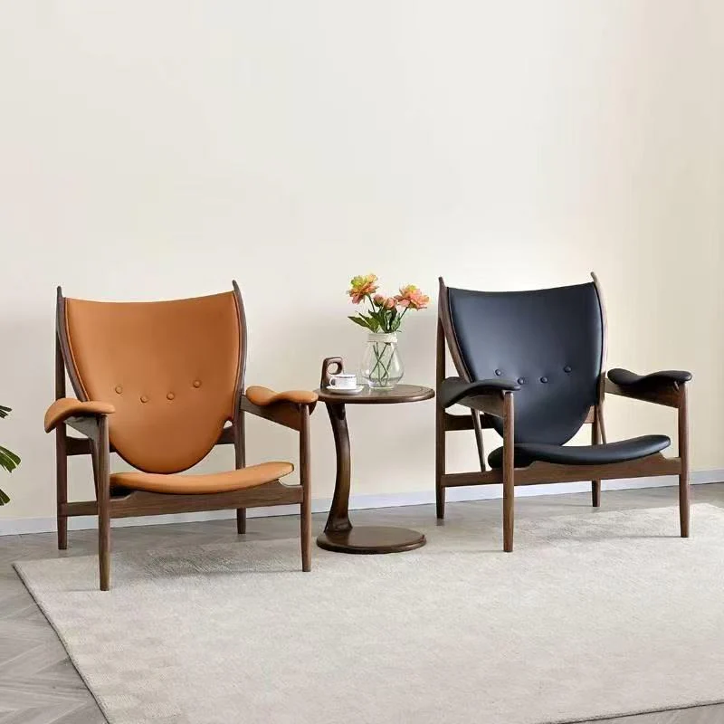 Mid-Century Walnut Leather Armchair - Image 3