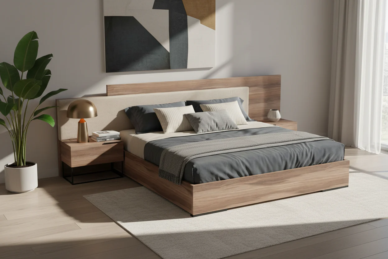 Modern Walnut Harmony Bed - Image 2