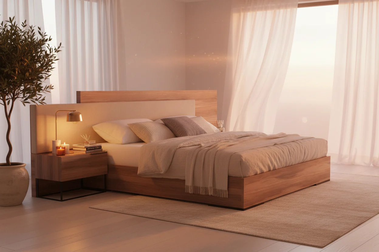 Modern Walnut Harmony Bed - Image 8