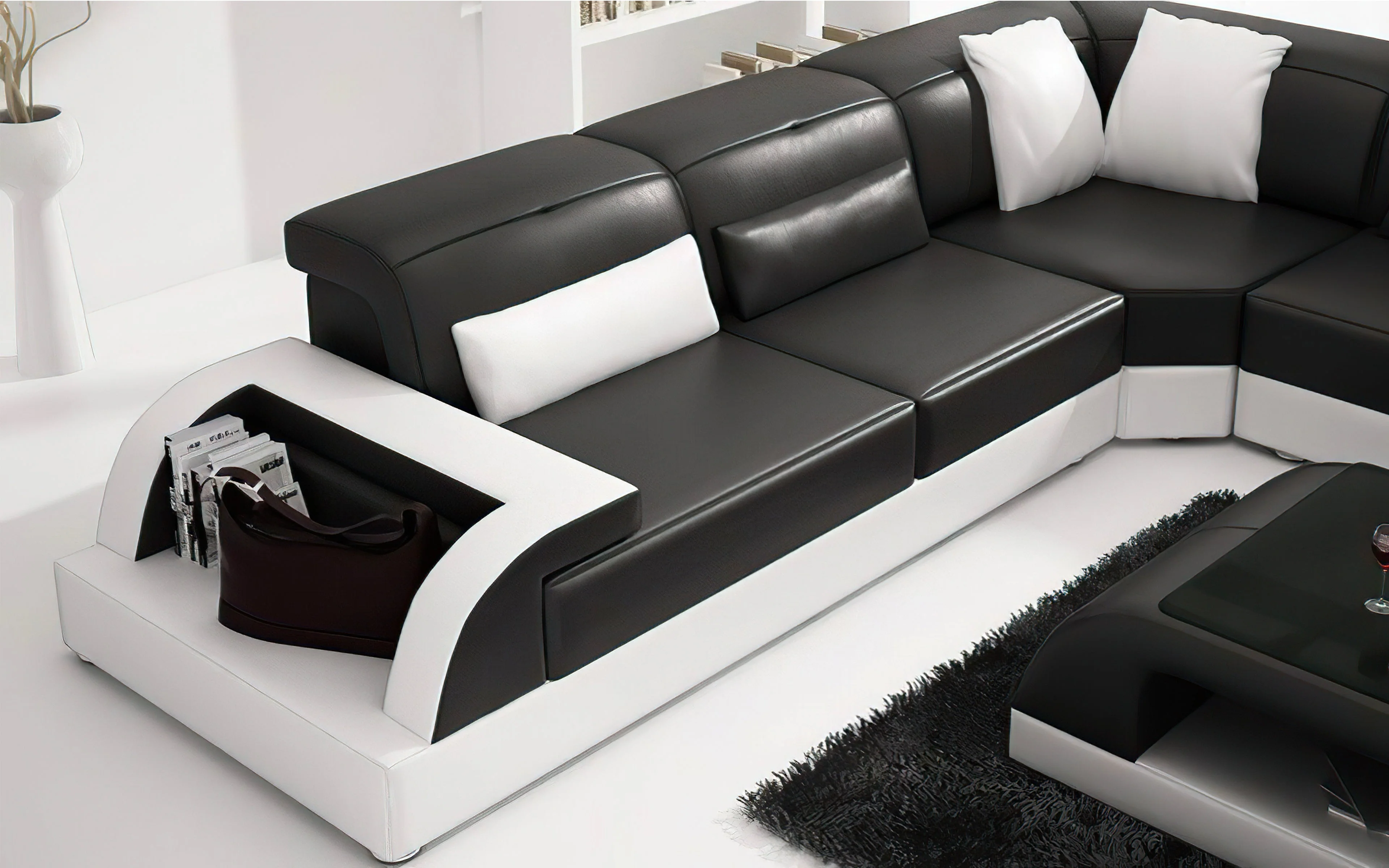 Marco Leather Sectional with Adjustable Headrest - Image 4