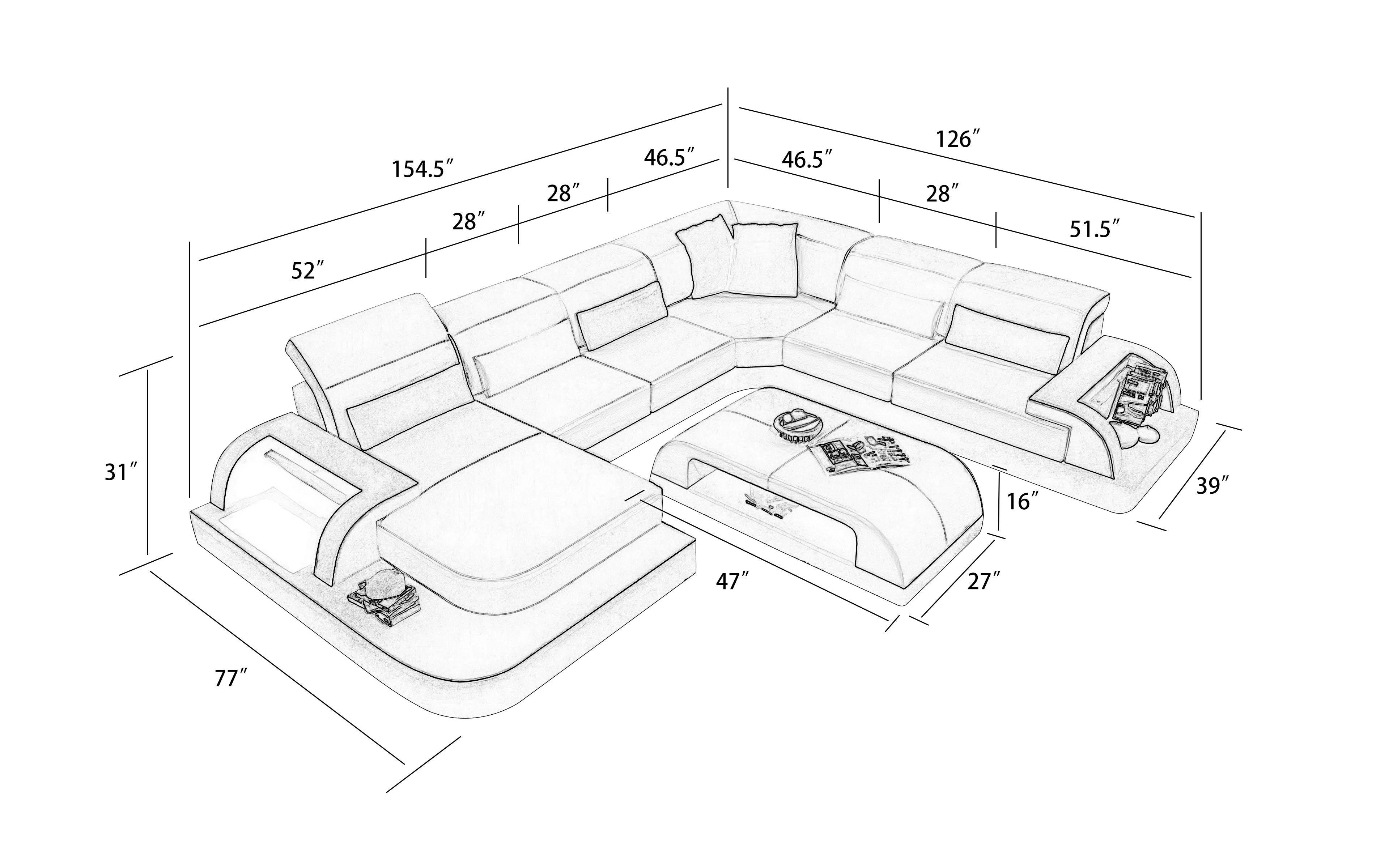 Marco Leather Sectional with Adjustable Headrest - Image 8