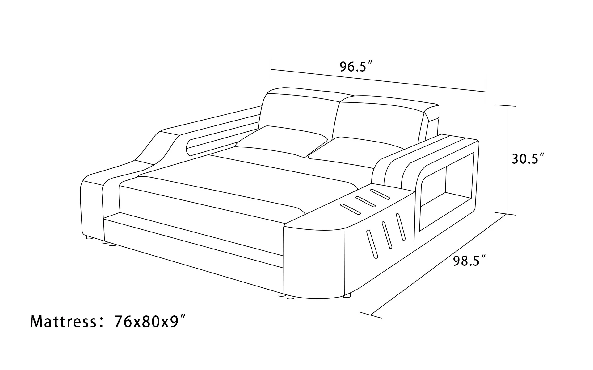 Fusion Smart LED Platform Bed - Image 20