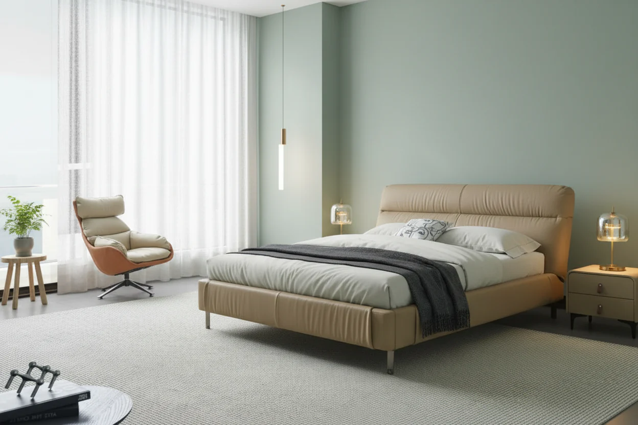 Nest Tucked Leather Bed - Image 12