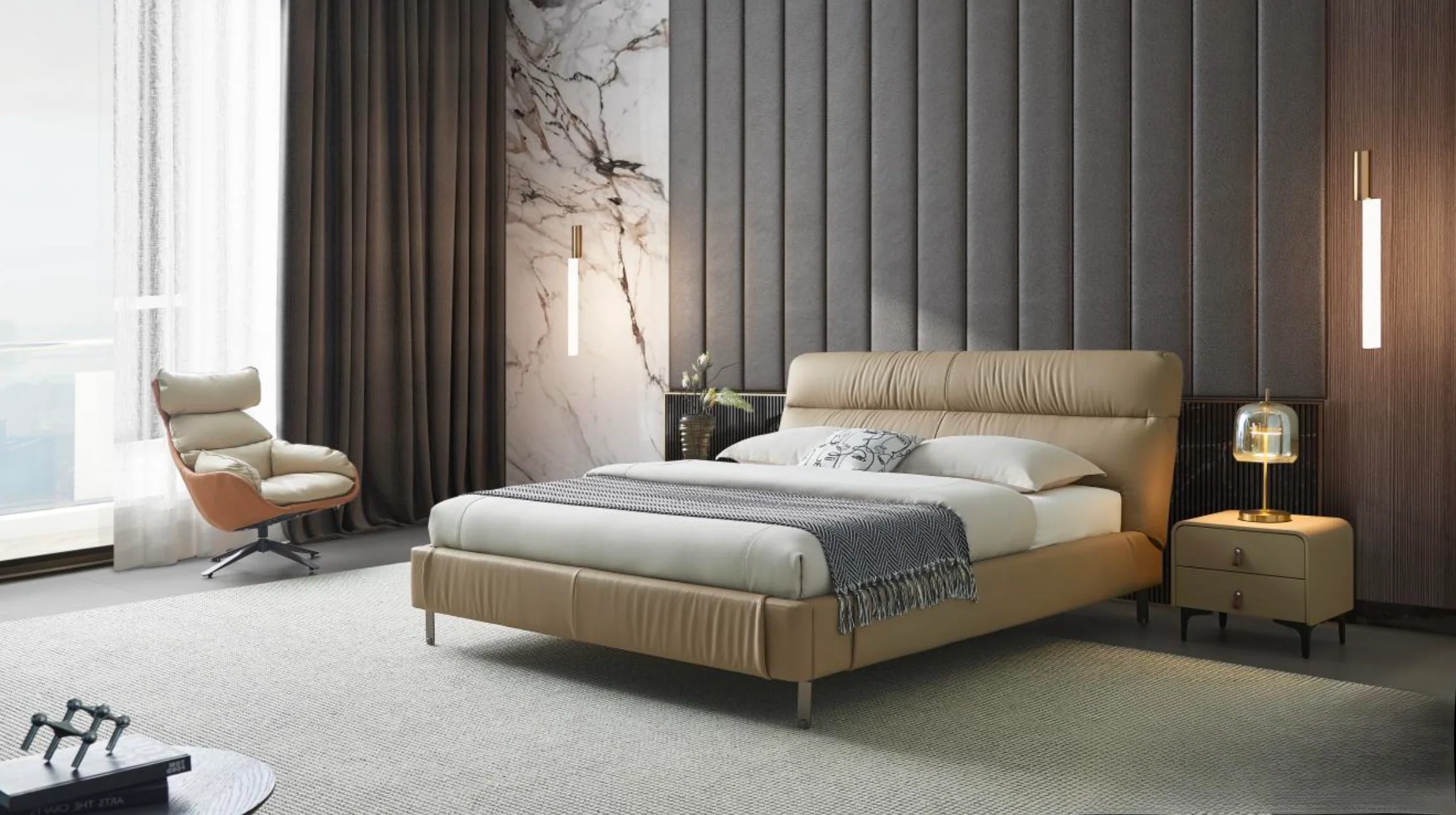 Nest Tucked Leather Bed - Image 2