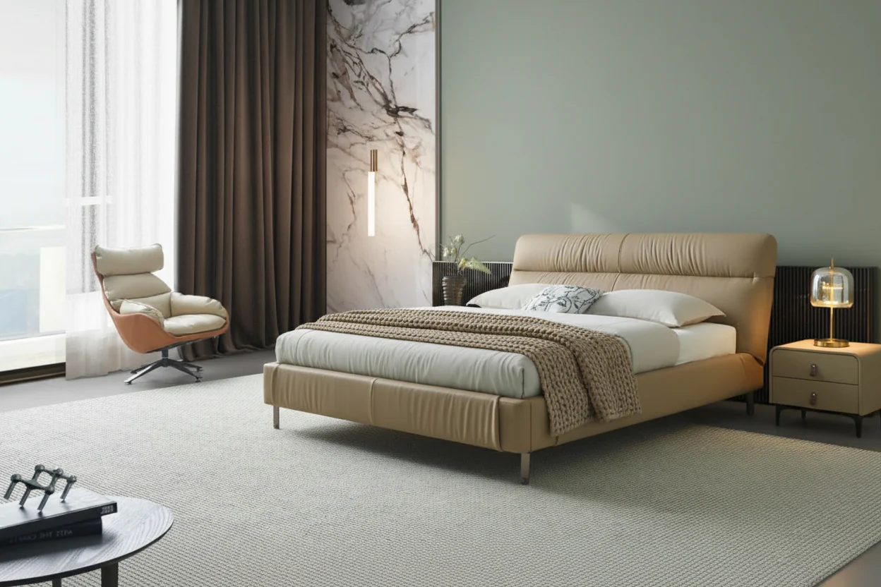 Nest Tucked Leather Bed - Image 3