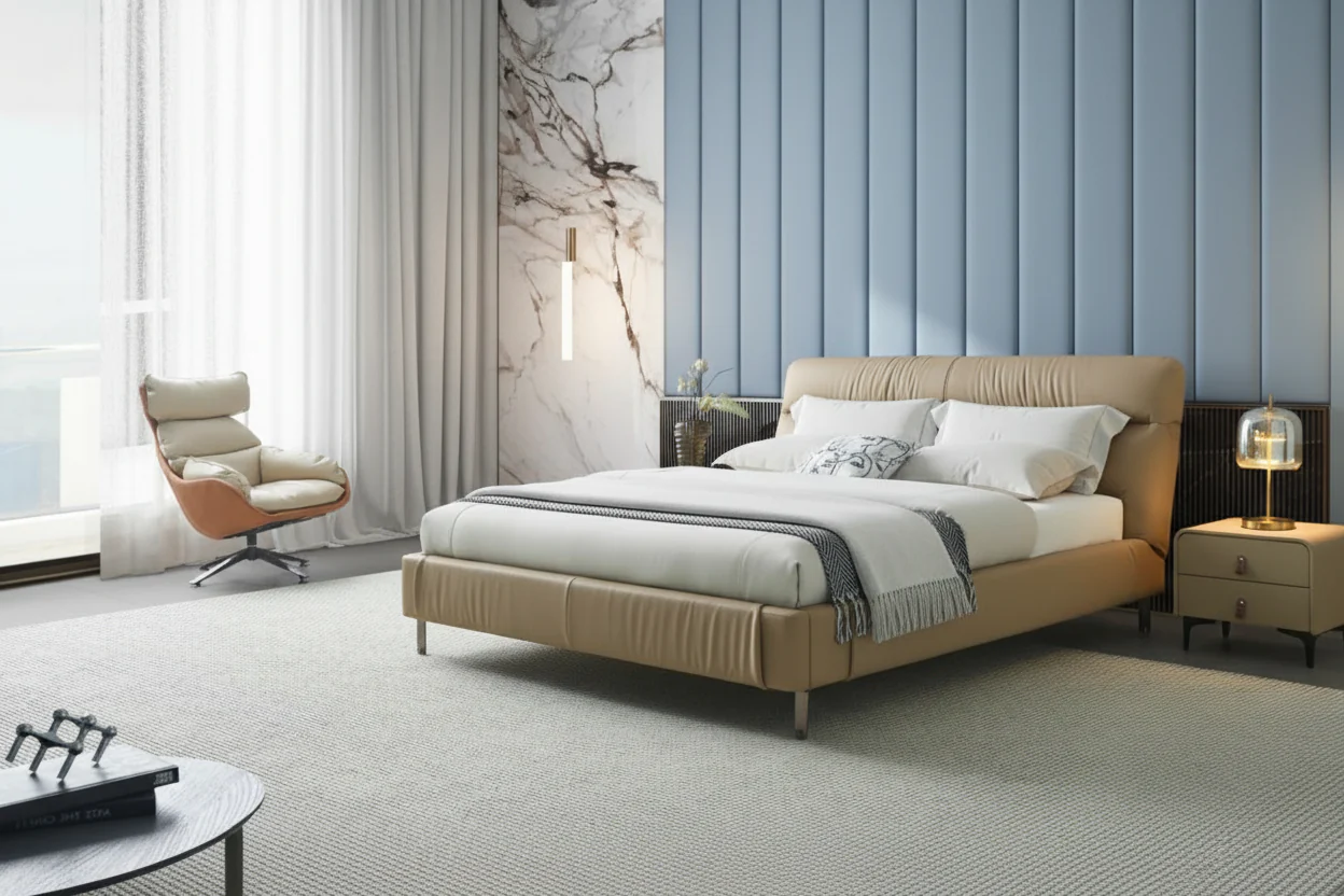 Nest Tucked Leather Bed - Image 4