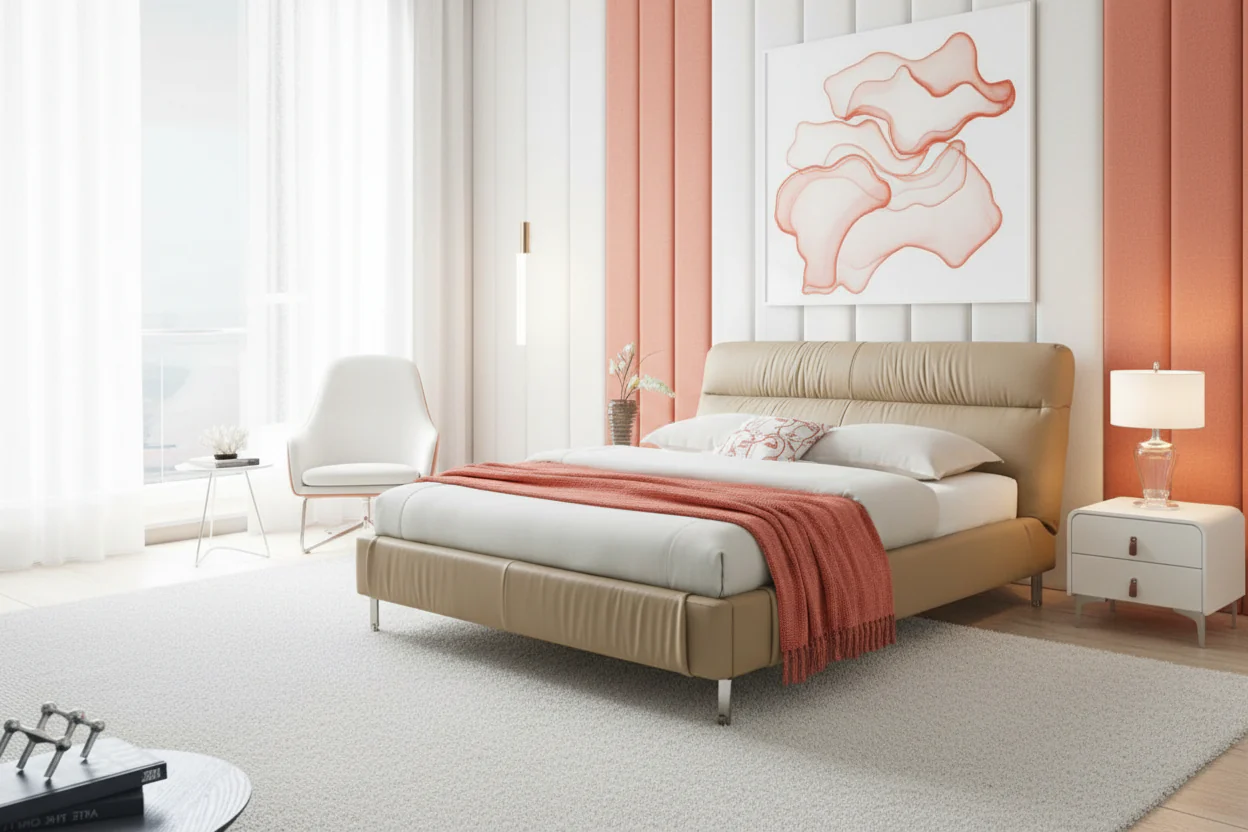 Nest Tucked Leather Bed - Image 5