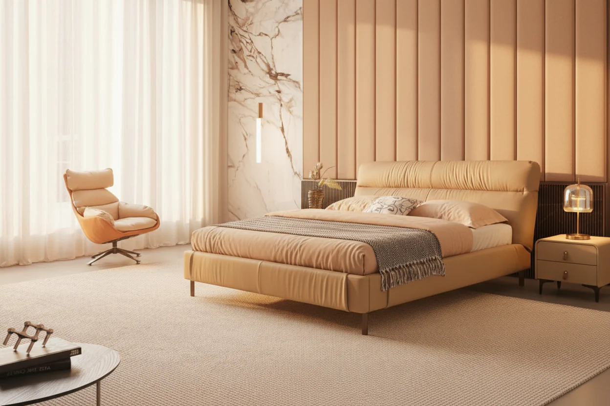 Nest Tucked Leather Bed - Image 6