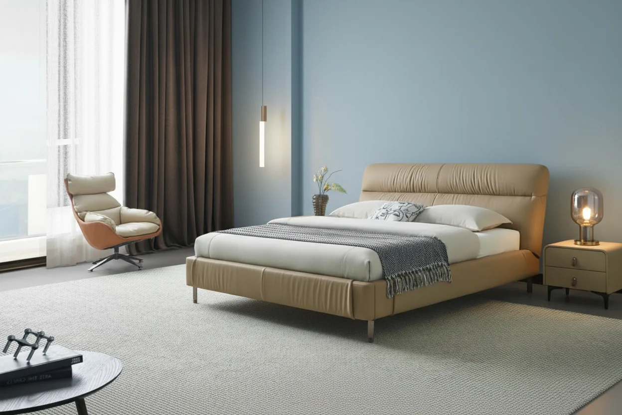 Nest Tucked Leather Bed - Image 8