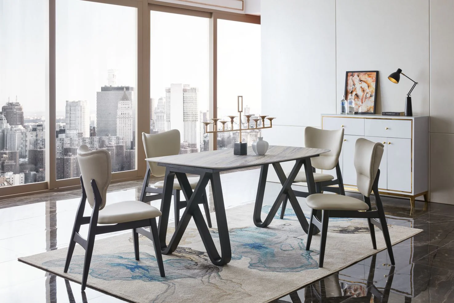 Opulent Grace Marble Dining Set