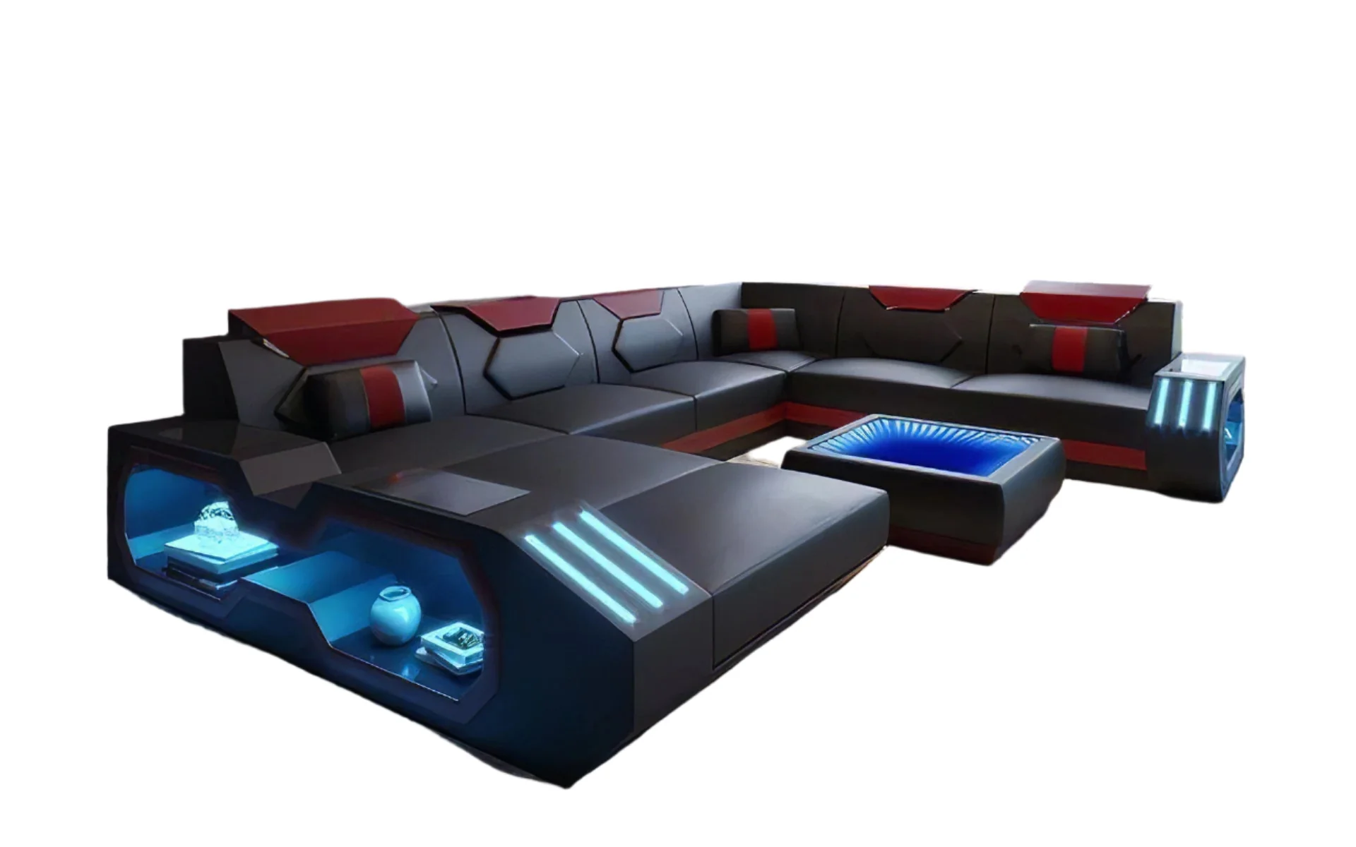 Shane Modern Leather Sectional with LED Light - Image 14