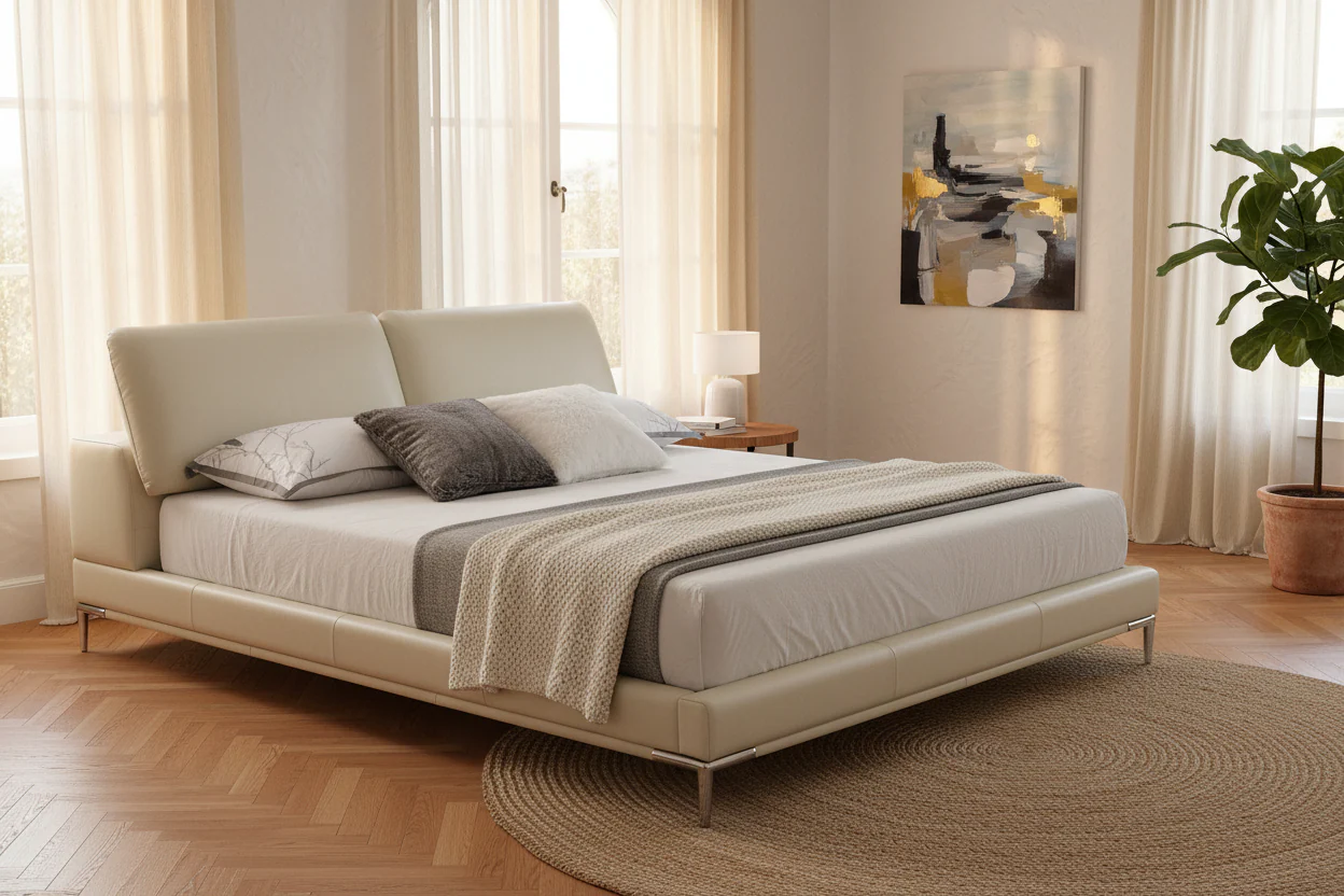 Sleek Horizon Leather Bed - Image 2