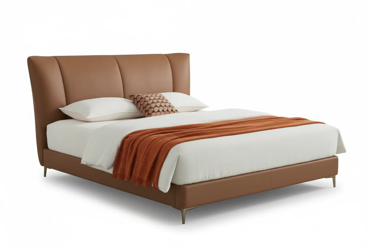Solvan Leather Crown Bed