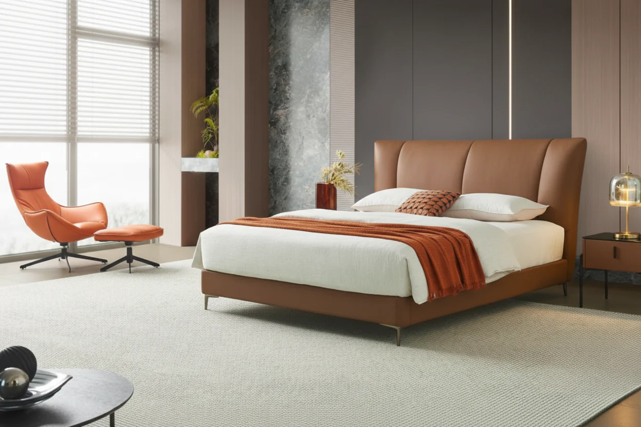 Solvan Leather Crown Bed - Image 10