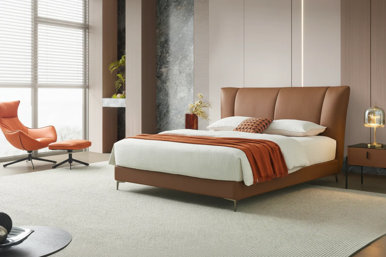 Solvan Leather Crown Bed - Image 12