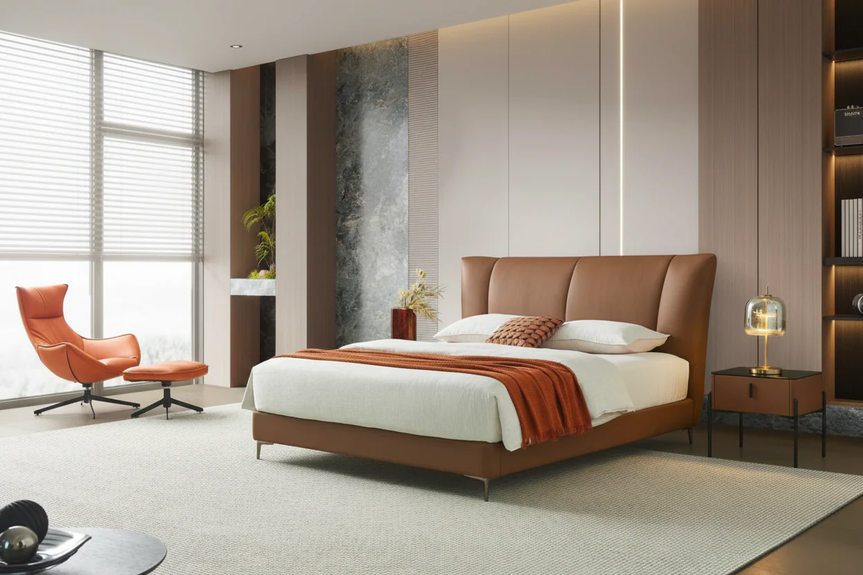 Solvan Leather Crown Bed - Image 5