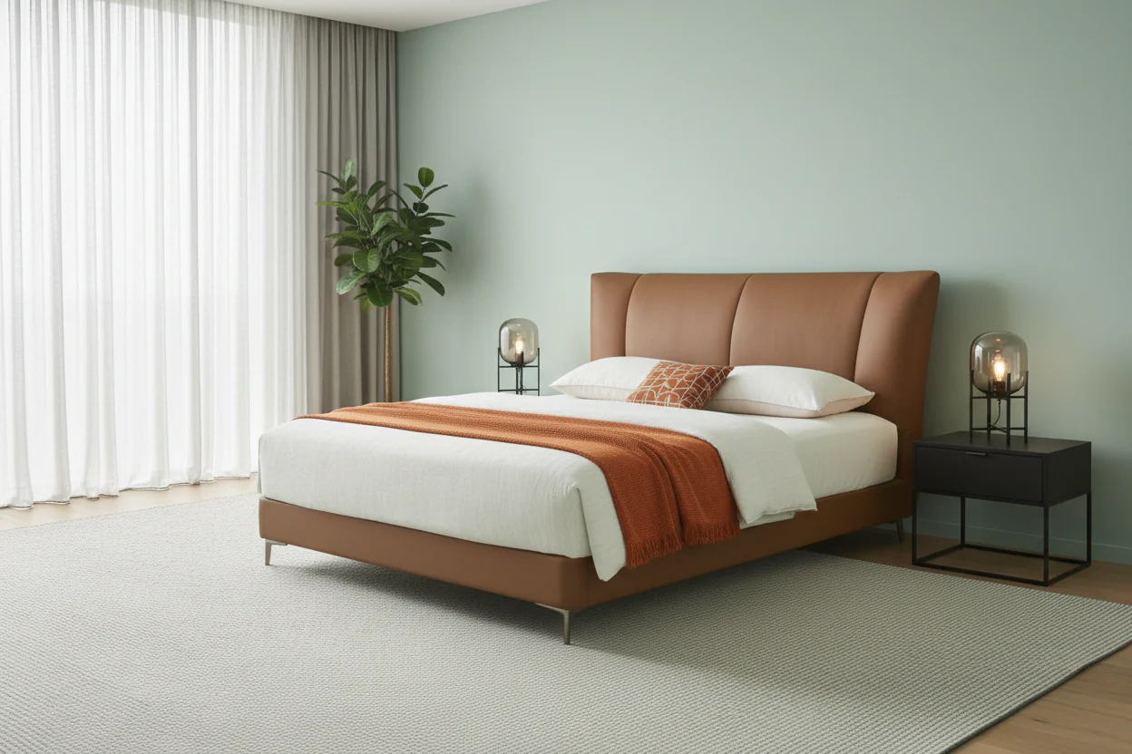 Solvan Leather Crown Bed - Image 7