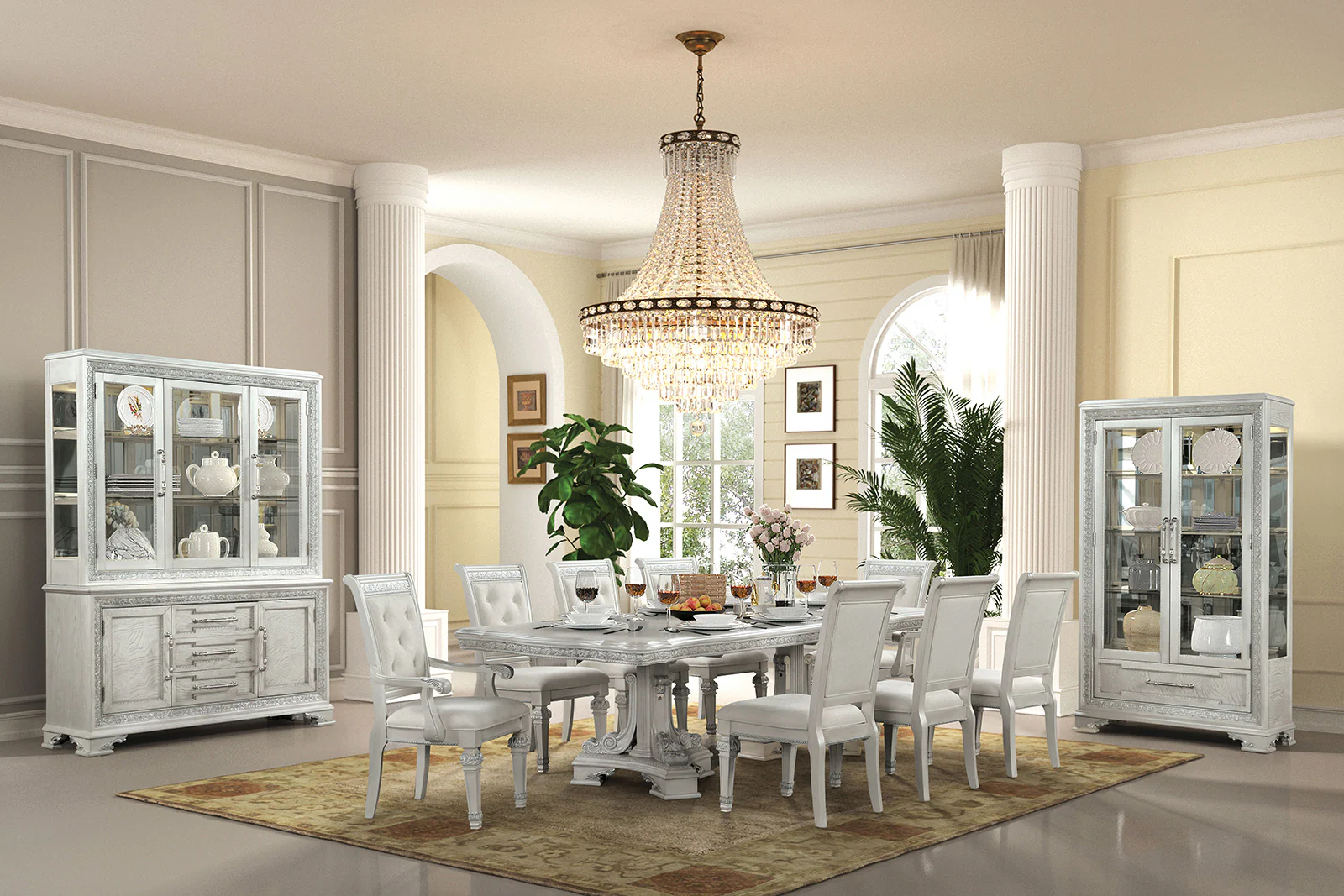 Stella Mia Traditional 9 PC Dining Table Set