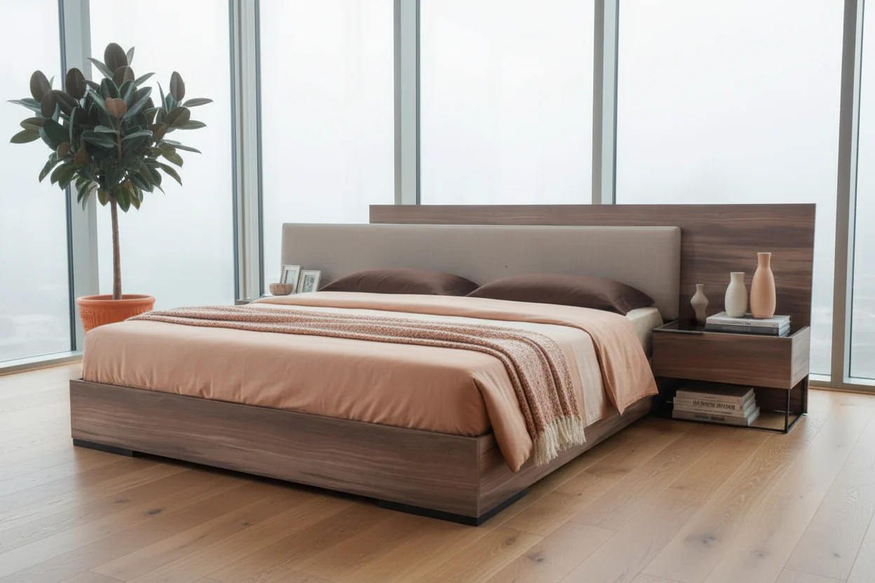 Sycamore Walnut & Fabric Bed - Image 3