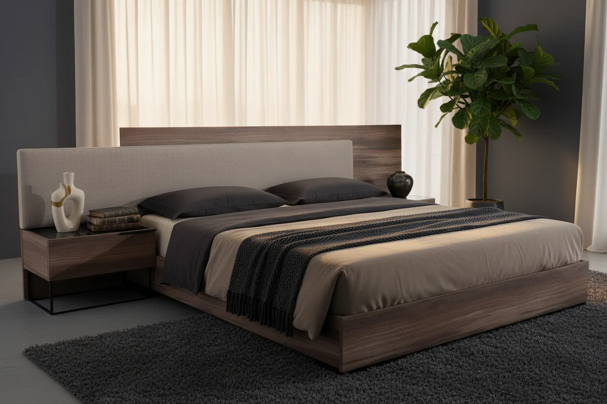 Sycamore Walnut & Fabric Bed - Image 4