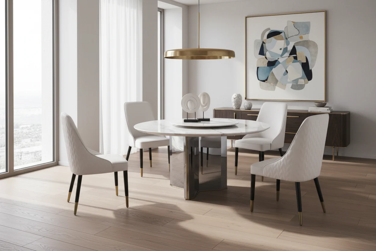 Valta Marble Round Dining Table - Image 4