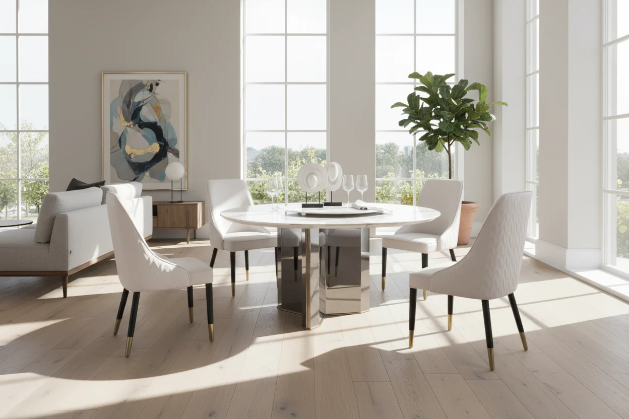 Valta Marble Round Dining Table - Image 6