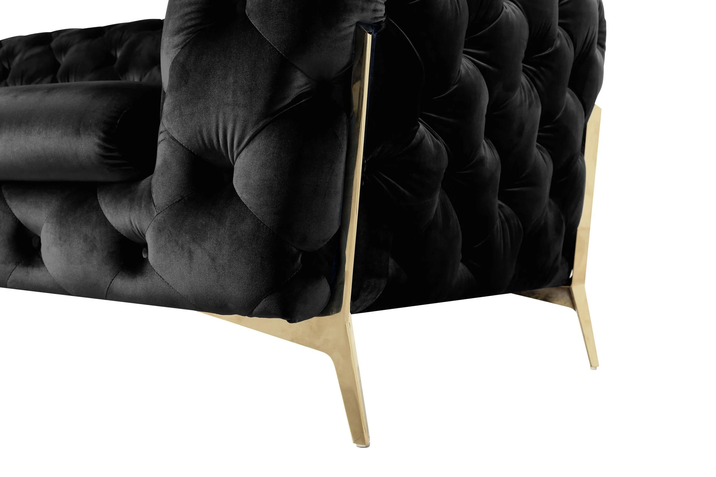 Velvet Grandeur Sofa Set - Transitional Fabric Chair - Image 3