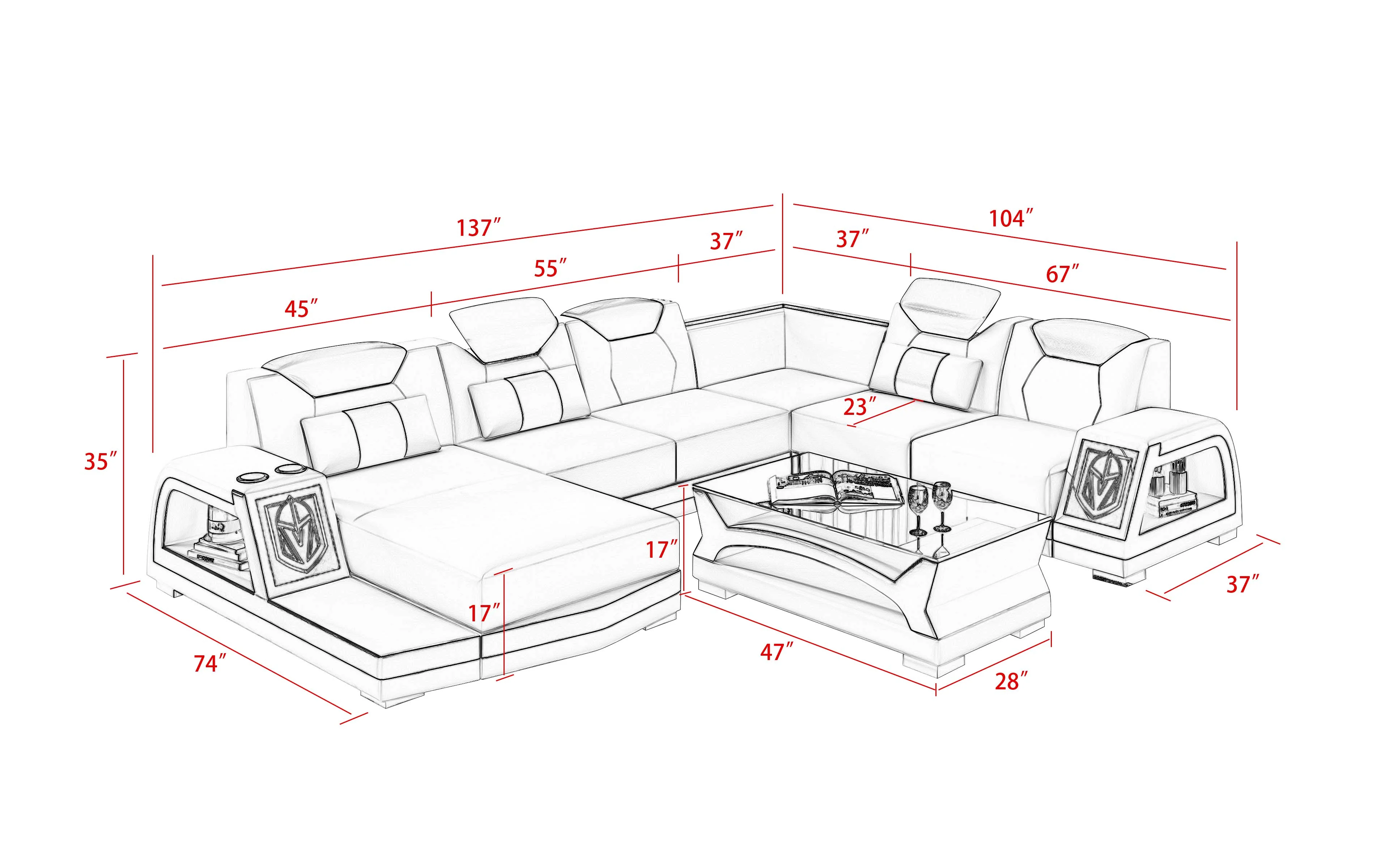 Vinco Modern Sectional - Image 10
