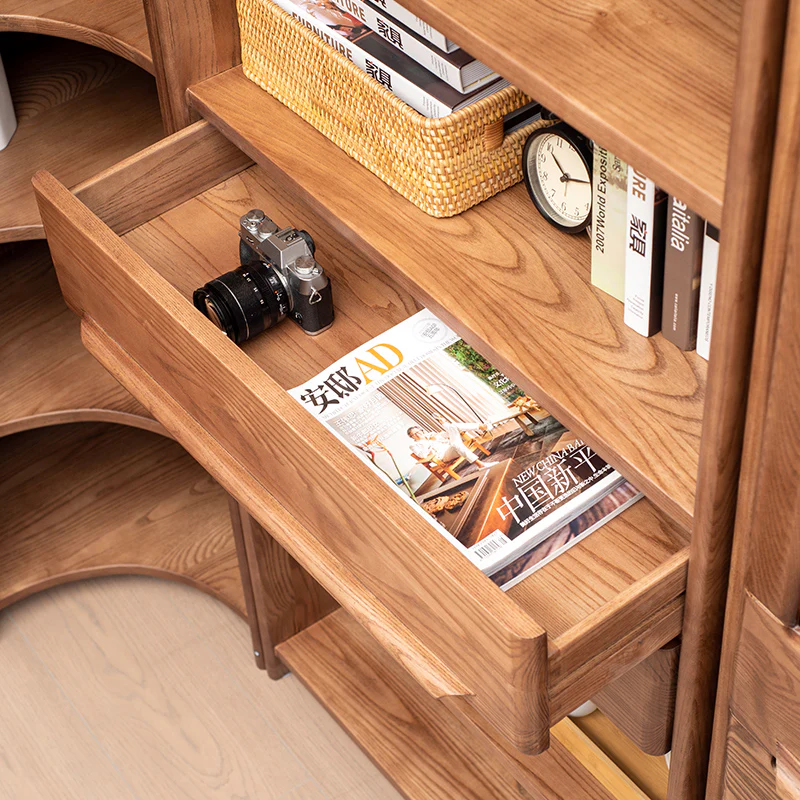 Wooden Corner Bookcase with Glass Cabinets - Image 5